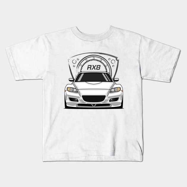 White RX8 JDM Kids T-Shirt by GoldenTuners